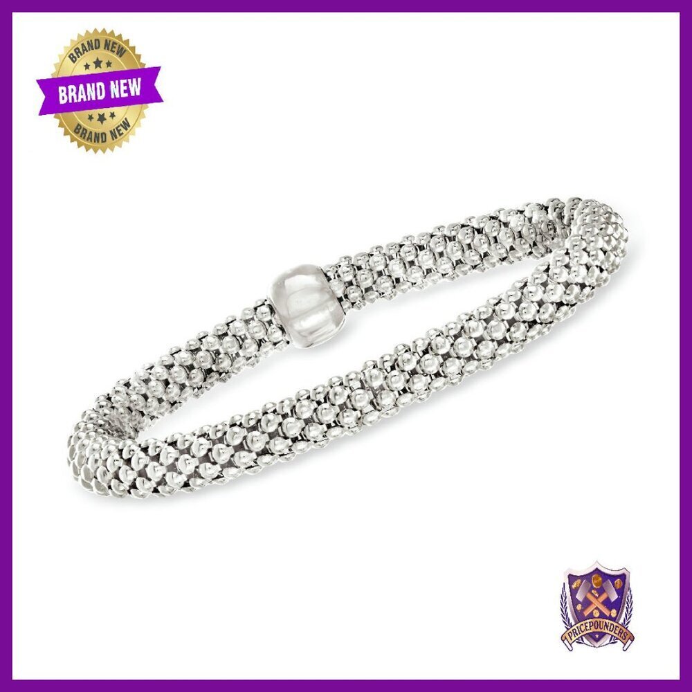 Sterling Silver Popcorn Link Bracelet 8 Inches Italy Made